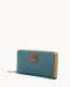 Dooney Pebble Grain Large Zip Around Wristlet Teal ID-SrcX3pkX