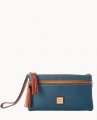 Dooney Pebble Grain Double Zip Wristlet Teal ID-UQqnck6L