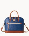 Dooney Ostrich Domed Zip Satchel Navy ID-U5s5IeV1