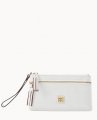 Dooney Saffiano Double Zip Wristlet Off White ID-X18bypPm