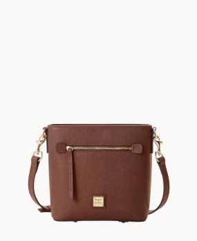 Dooney Saffiano Small Zip Crossbody Amber ID-eeHFxwp2