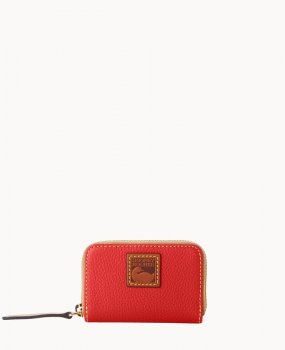 Dooney Pebble Grain Zip Around Credit Card Case Red ID-44ztiLS6