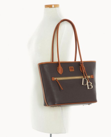 Dooney Pebble Grain Tote Brown Tmoro ID-AXIn6pi4 - Click Image to Close