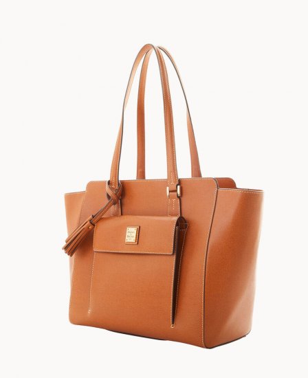 Dooney Saffiano East West Shopper Natural ID-A5BdOLxB - Click Image to Close