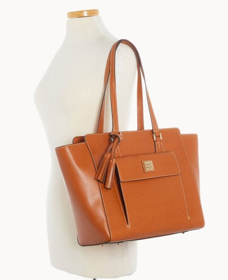 Dooney Saffiano East West Shopper Natural ID-A5BdOLxB - Click Image to Close