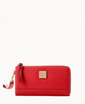 Dooney Saffiano Folded Zip Wristlet Tomato ID-3Q4cPLaO