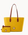 Dooney Pebble Grain Tote With Medium Wristlet Mustard ID-pZsDrVAn