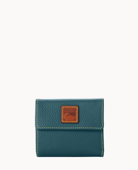 Dooney Pebble Grain Small Flap Credit Card Wallet Teal ID-xgZ39rFT - Click Image to Close