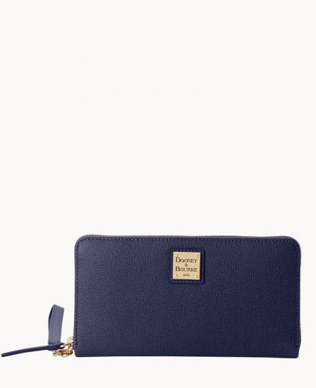 Dooney Saffiano Large Zip Around Wristlet Marine ID-7UrWGfOX - Click Image to Close