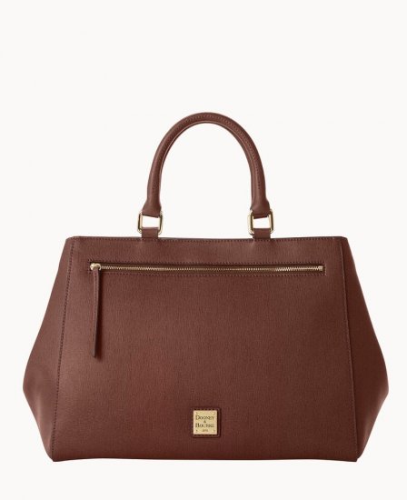 Dooney Saffiano Zip Satchel Amber ID-iSyiIdUq - Click Image to Close