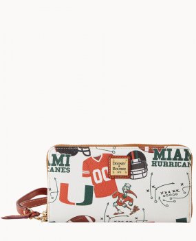 Dooney Collegiate Miami Large Zip Around Wristlet Miami ID-N7R6aVm6