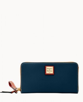 Dooney Pebble Grain Large Zip Around Wristlet Midnight Blue ID-Sij3whWd