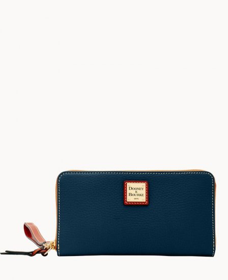 Dooney Pebble Grain Large Zip Around Wristlet Midnight Blue ID-Sij3whWd - Click Image to Close