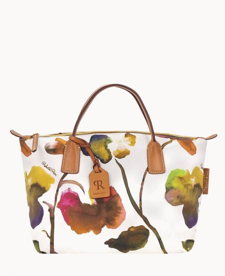Dooney Roberta Pieri Flower Classic Small Robertina Tote White ID-NLP0WR7P - Click Image to Close