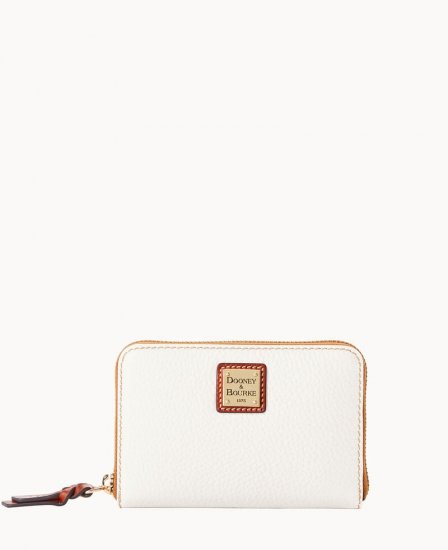 Dooney Pebble Grain Medium Zip Around Wallet White ID-MmSCCjlH - Click Image to Close