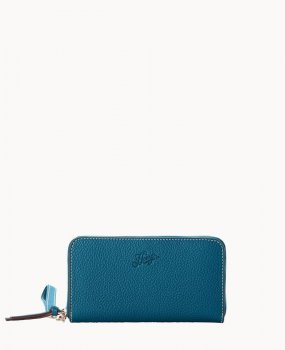 Dooney Henrys Medium Zip Around Wristlet Teal ID-kyoZvB45