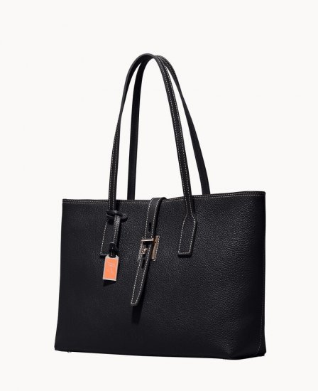 Dooney Henrys Zip Top Tote Black ID-qbHflevZ - Click Image to Close