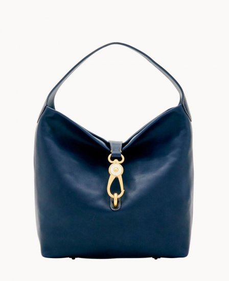 Dooney Florentine Logo Lock Shoulder Bag Navy ID-PlidXSRu - Click Image to Close