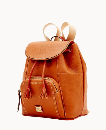 Dooney Pebble Grain Large Murphy Backpack Caramel ID-NZAXkZt3 - Click Image to Close