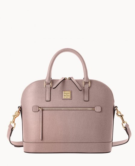Dooney Saffiano Domed Zip Satchel Oyster ID-itjSNmc8 - Click Image to Close