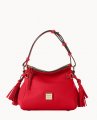 Dooney Pebble Grain Tassel Shoulder Bag Red ID-LnKdlTCX
