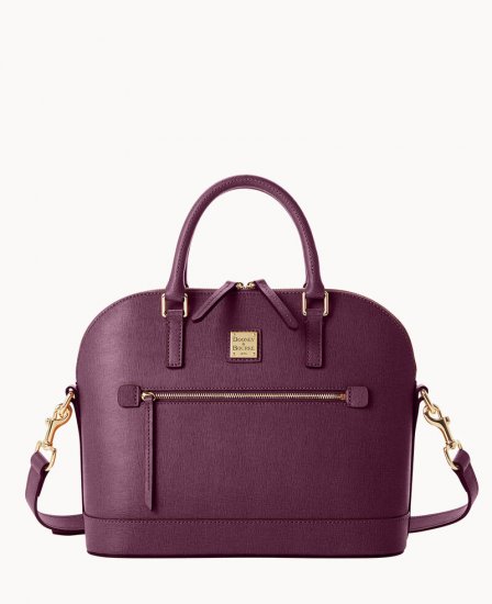 Dooney Saffiano Domed Zip Satchel Plum Wine ID-IVZD6mWQ - Click Image to Close
