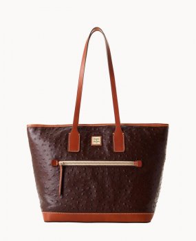 Dooney Ostrich Tote Brown Tmoro ID-SB6KWIII