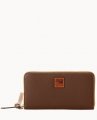 Dooney Pebble Grain Large Zip Around Wristlet Bark ID-Jju1jiRV