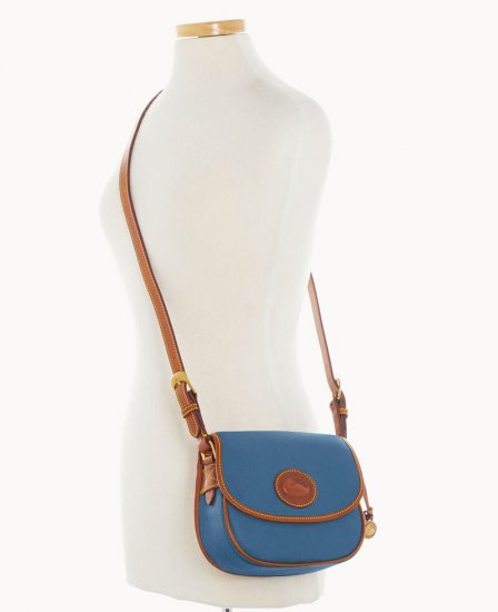 Dooney All Weather Leather 3.0 Saddle Crossbody 20 Denim ID-QjSJ3KMc - Click Image to Close