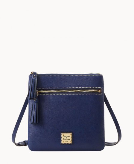 Dooney Saffiano Double Zip Tassel Crossbody Marine ID-CtdTuc6g - Click Image to Close