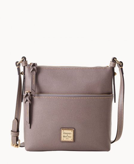 Dooney Saffiano Letter Carrier Taupe ID-O21zbBuq - Click Image to Close