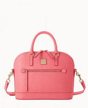 Dooney Saffiano Domed Zip Satchel Bubble Gum ID-5iKc1gR5