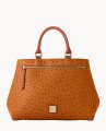 Dooney Ostrich Zip Satchel Tan ID-xqcmcJtk