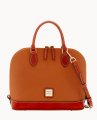 Dooney Pebble Grain Zip Zip Satchel Caramel ID-v9bQYssW