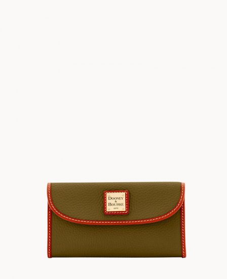 Dooney Pebble Grain Continental Clutch Olive ID-qnt5fruD - Click Image to Close