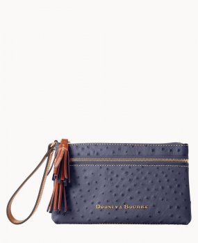 Dooney Ostrich Double Zip Wristlet Steel Blue ID-w6lBAYES