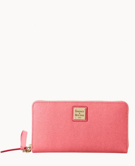 Dooney Saffiano Large Zip Around Wristlet Bubble Gum ID-UlluM857 - Click Image to Close