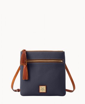 Dooney Pebble Grain Double Zip Tassel Crossbody Midnight Blue ID-tqL1aIa7