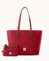 Dooney Pebble Grain Tote With Medium Wristlet Wine ID-0TFAmSkp