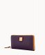 Dooney Pebble Grain Large Zip Around Wristlet Plum Wine ID-ShCHlMna