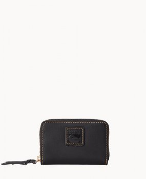 Dooney Florentine Large Zip Around Credit Card Case Black Black ID-SwCRwx8y