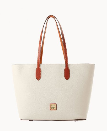 Dooney Pebble Grain Large Tote White ID-3sEnWCkd - Click Image to Close