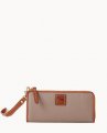 Dooney Pebble Grain Zip Clutch Wristlet Taupe ID-VlDnjU1b