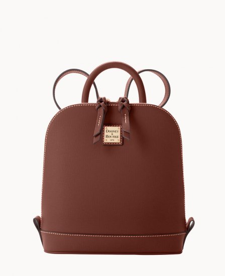 Dooney Saffiano Small Zip Pod Backpack Amber ID-4YIzMU83 - Click Image to Close