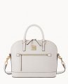 Dooney Saffiano Domed Zip Satchel Ecru ID-qGBGmd27