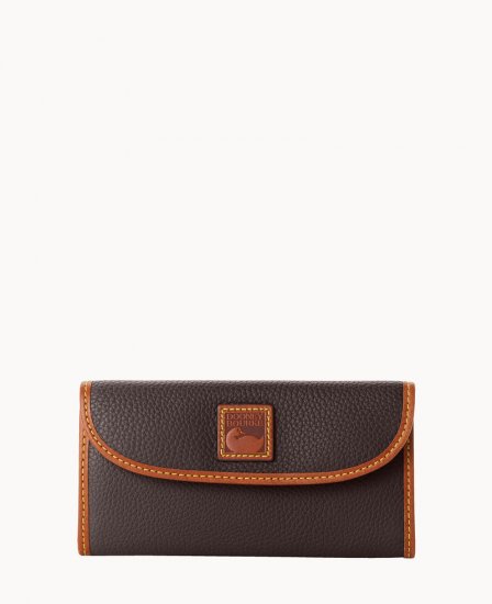 Dooney Pebble Grain Continental Clutch Brown Tmoro ID-YlAd5izC - Click Image to Close