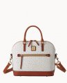 Dooney Ostrich Domed Zip Satchel Bone ID-t42rUBGT