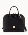 Dooney Pebble Grain Zip Zip Satchel Black Black ID-qKgGcNzW