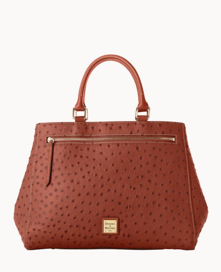 Dooney Ostrich Zip Satchel Cognac ID-xV24IBuE - Click Image to Close