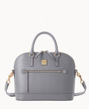 Dooney Saffiano Domed Zip Satchel Smoke Grey ID-vEJtWg6P